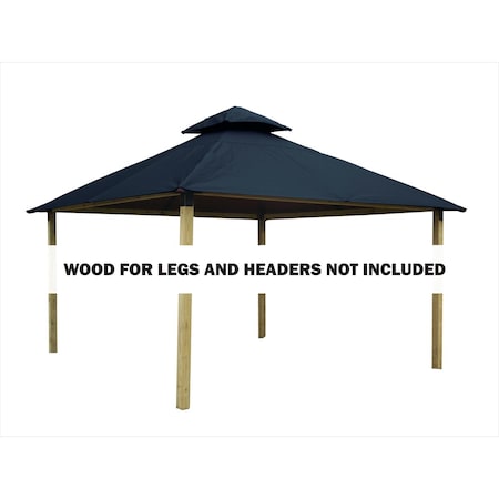 Superherostuff 14 sq. ft. Gazebo Roof Framing & Mounting Kit with Steel Blue Outdura Canopy PA3737722